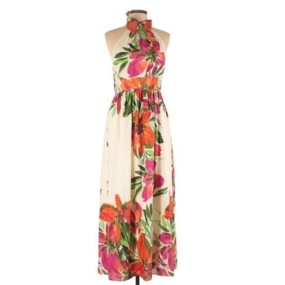 Eliza J Floral Print Chiffon Maxi Dress 4 NWT - Picture 2 of 13